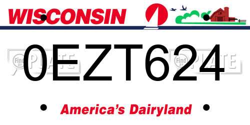 0EZT624 Wisconsin License Plate