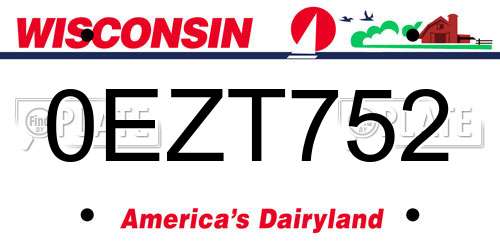 0EZT752 Wisconsin License Plate