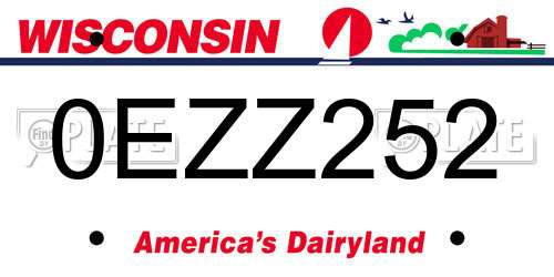 0EZZ252 Wisconsin License Plate