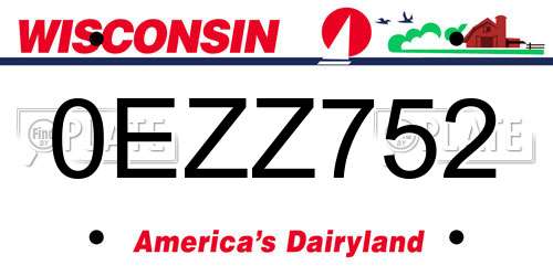 0EZZ752 Wisconsin License Plate