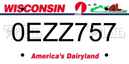 0EZZ757 Wisconsin License Plate