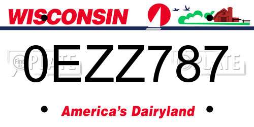 0EZZ787 Wisconsin License Plate