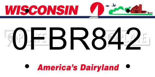 0FBR842 Wisconsin License Plate