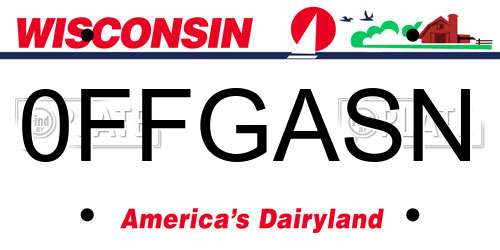 0FFGASN Wisconsin License Plate