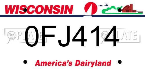 0FJ414 Wisconsin License Plate