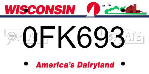 0FK693 Wisconsin License Plate