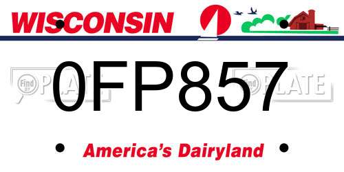 0FP857 Wisconsin License Plate