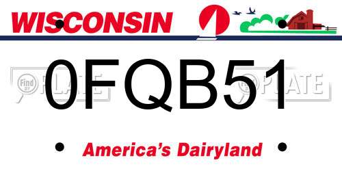 0FQB51 Wisconsin License Plate