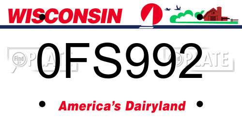 0FS992 Wisconsin License Plate