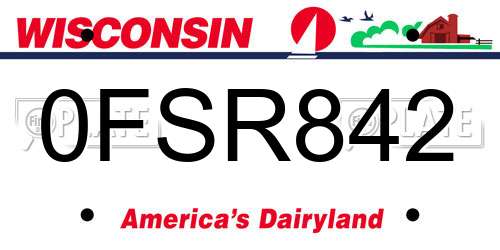 0FSR842 Wisconsin License Plate