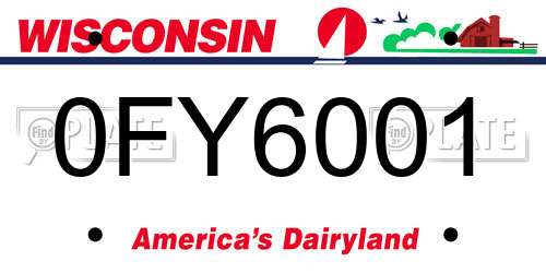 0FY6001 Wisconsin License Plate
