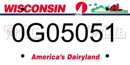 0G05051 Wisconsin License Plate