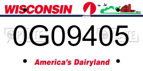 0G09405 Wisconsin License Plate