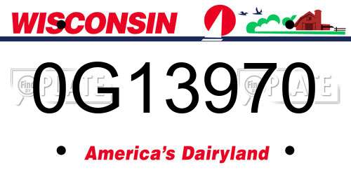 0G13970 Wisconsin License Plate