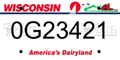 0G23421 Wisconsin License Plate