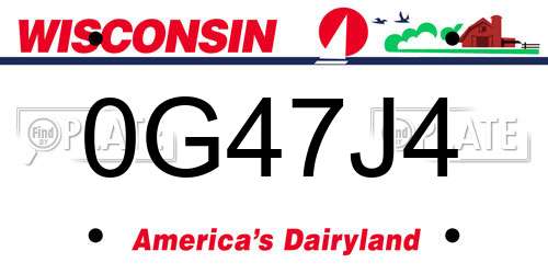 0G47J4 Wisconsin License Plate