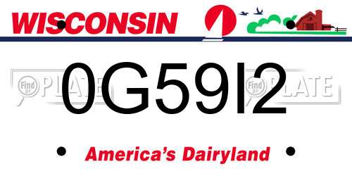 0G59I2 Wisconsin License Plate