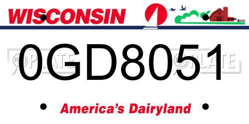 0GD8051 Wisconsin License Plate