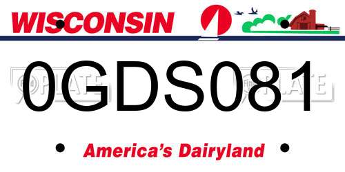 0GDS081 Wisconsin License Plate