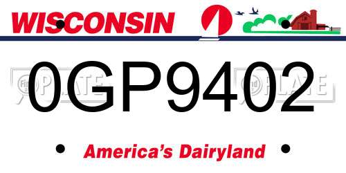 0GP9402 Wisconsin License Plate