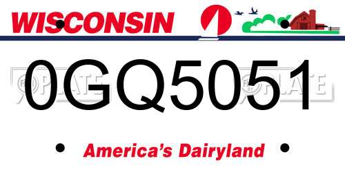 0GQ5051 Wisconsin License Plate