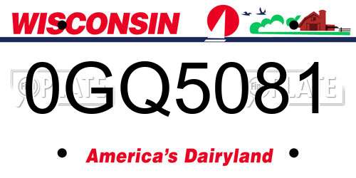 0GQ5081 Wisconsin License Plate