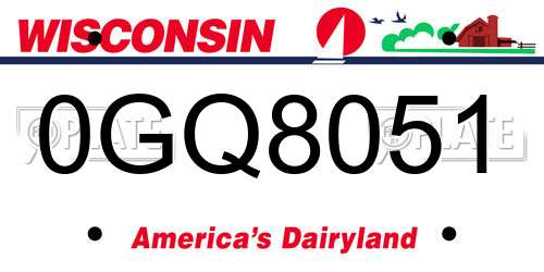 0GQ8051 Wisconsin License Plate