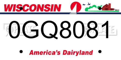 0GQ8081 Wisconsin License Plate