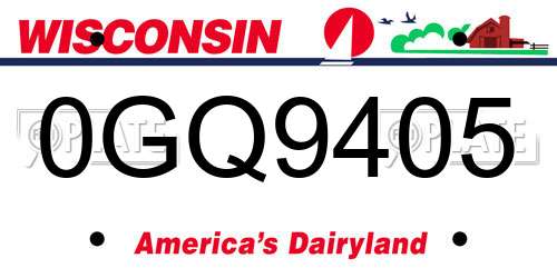 0GQ9405 Wisconsin License Plate