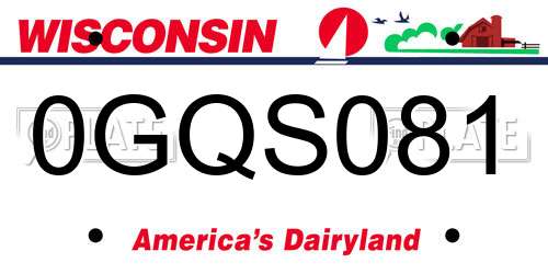 0GQS081 Wisconsin License Plate