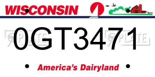 0GT3471 Wisconsin License Plate