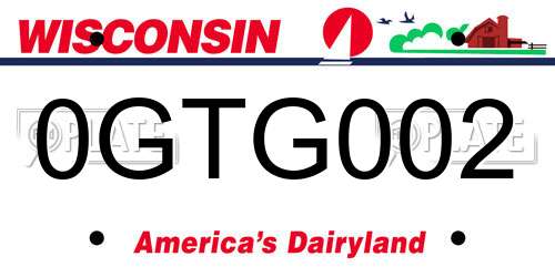 0GTG002 Wisconsin License Plate