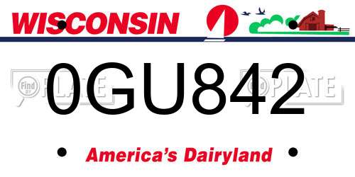 0GU842 Wisconsin License Plate