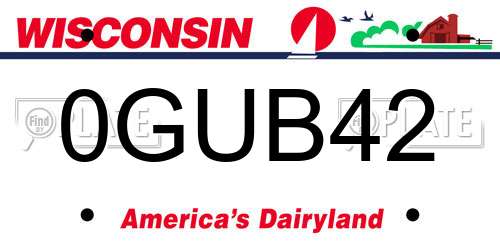0GUB42 Wisconsin License Plate