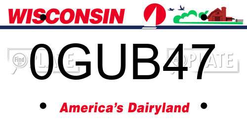 0GUB47 Wisconsin License Plate