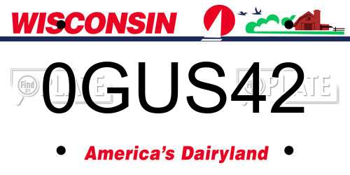 0GUS42 Wisconsin License Plate