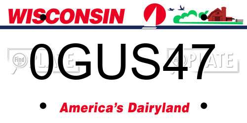 0GUS47 Wisconsin License Plate