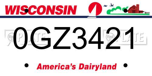 0GZ3421 Wisconsin License Plate