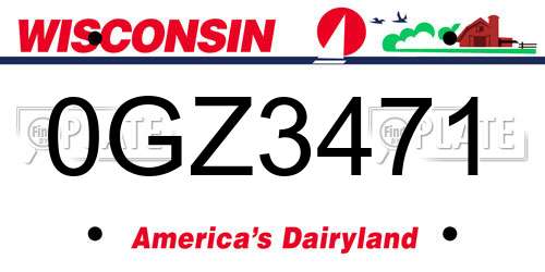 0GZ3471 Wisconsin License Plate