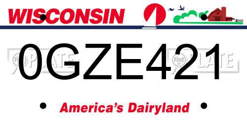0GZE421 Wisconsin License Plate