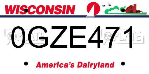 0GZE471 Wisconsin License Plate