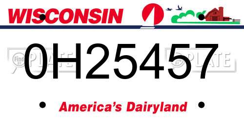 0H25457 Wisconsin License Plate
