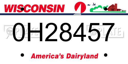 0H28457 Wisconsin License Plate
