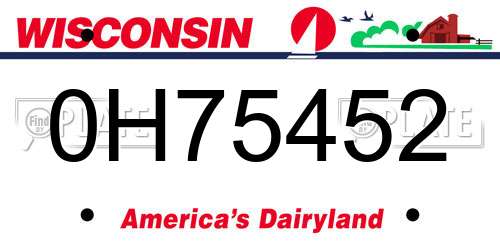 0H75452 Wisconsin License Plate