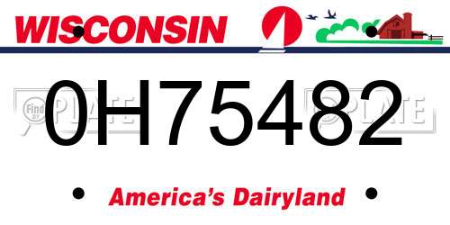 0H75482 Wisconsin License Plate