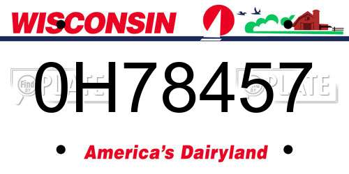0H78457 Wisconsin License Plate