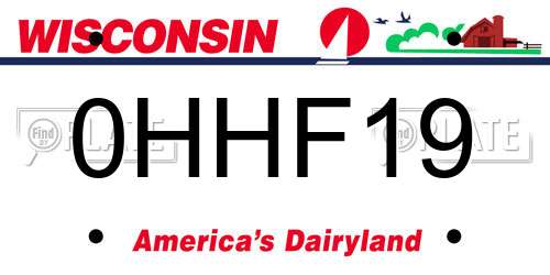 0HHF19 Wisconsin License Plate