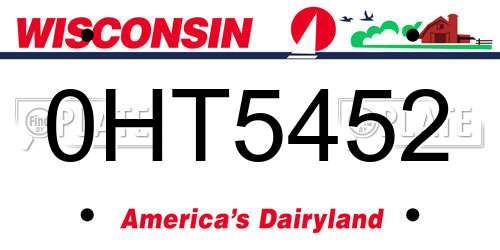 0HT5452 Wisconsin License Plate