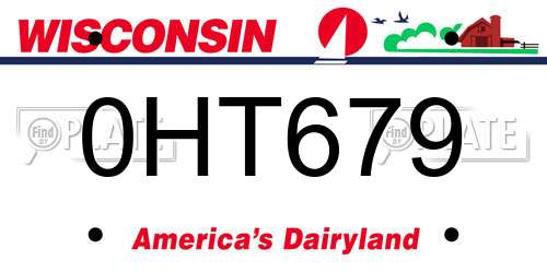 0HT679 Wisconsin License Plate