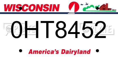 0HT8452 Wisconsin License Plate